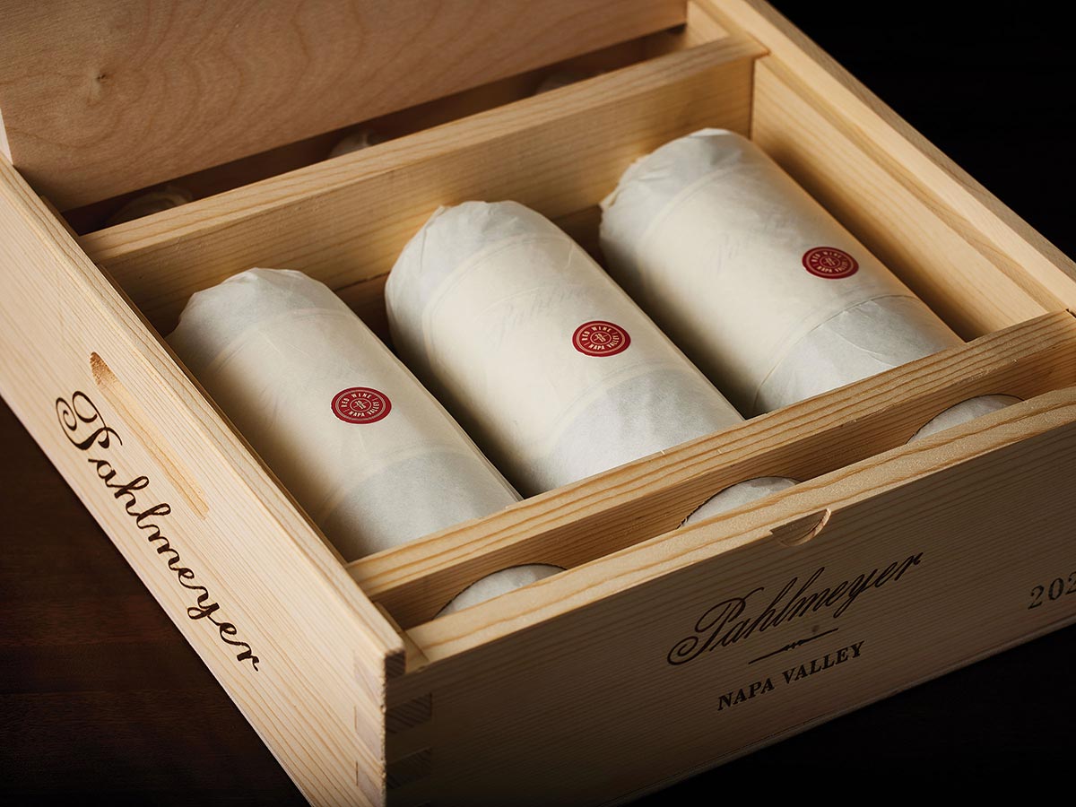 Holiday gifting Pahlmeyer wines in wood box